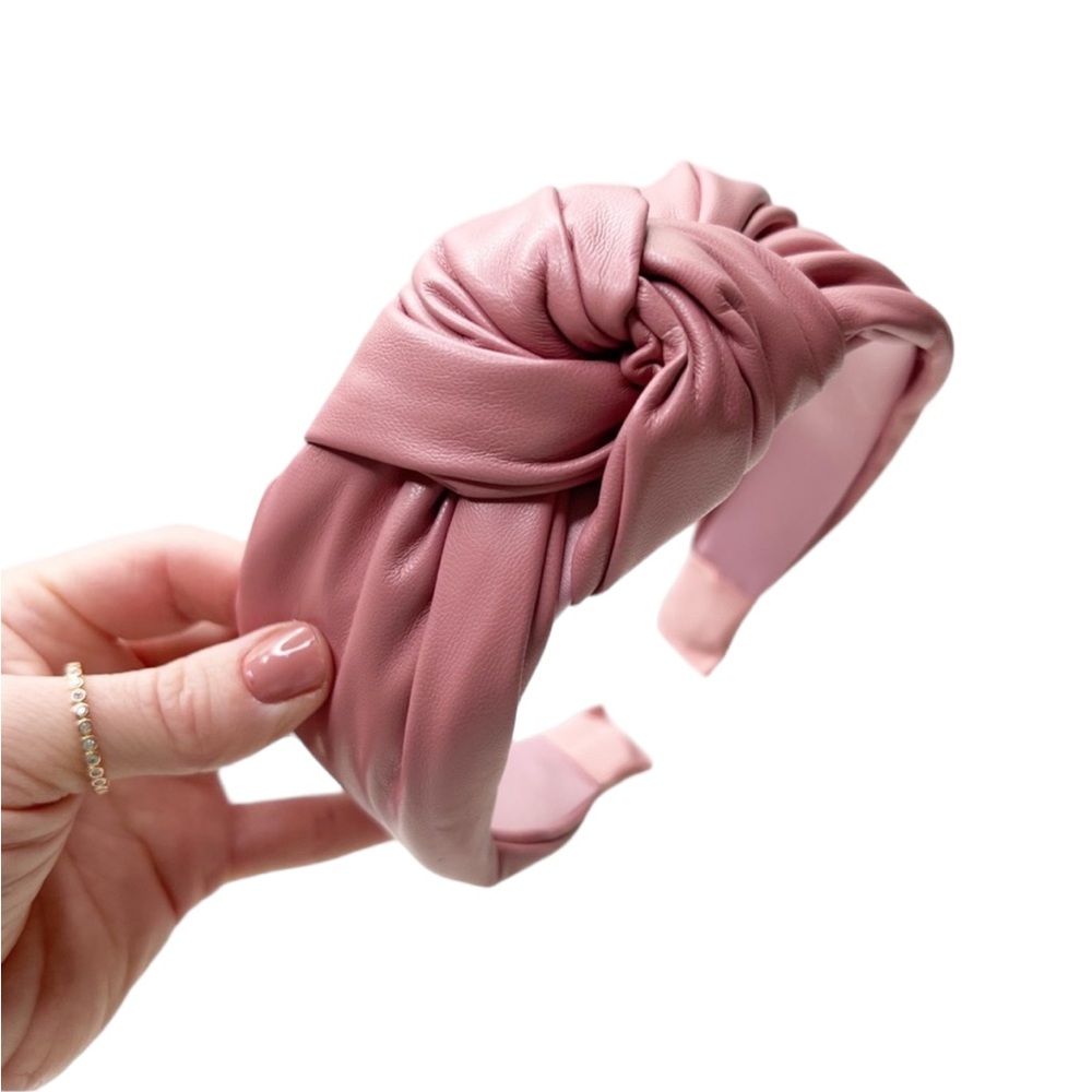 Faux Leather Chunky Knot Headband Blush Pink